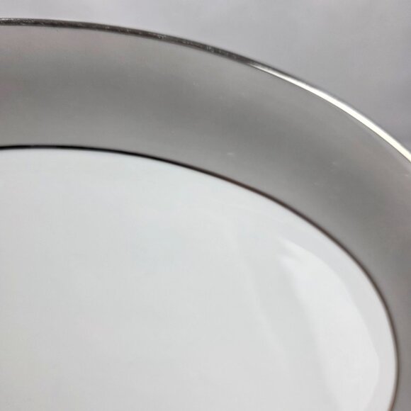 Sango Plantina Oval Serving Platter White with Gray Band & Platinum Trim - Picture 7 of 16